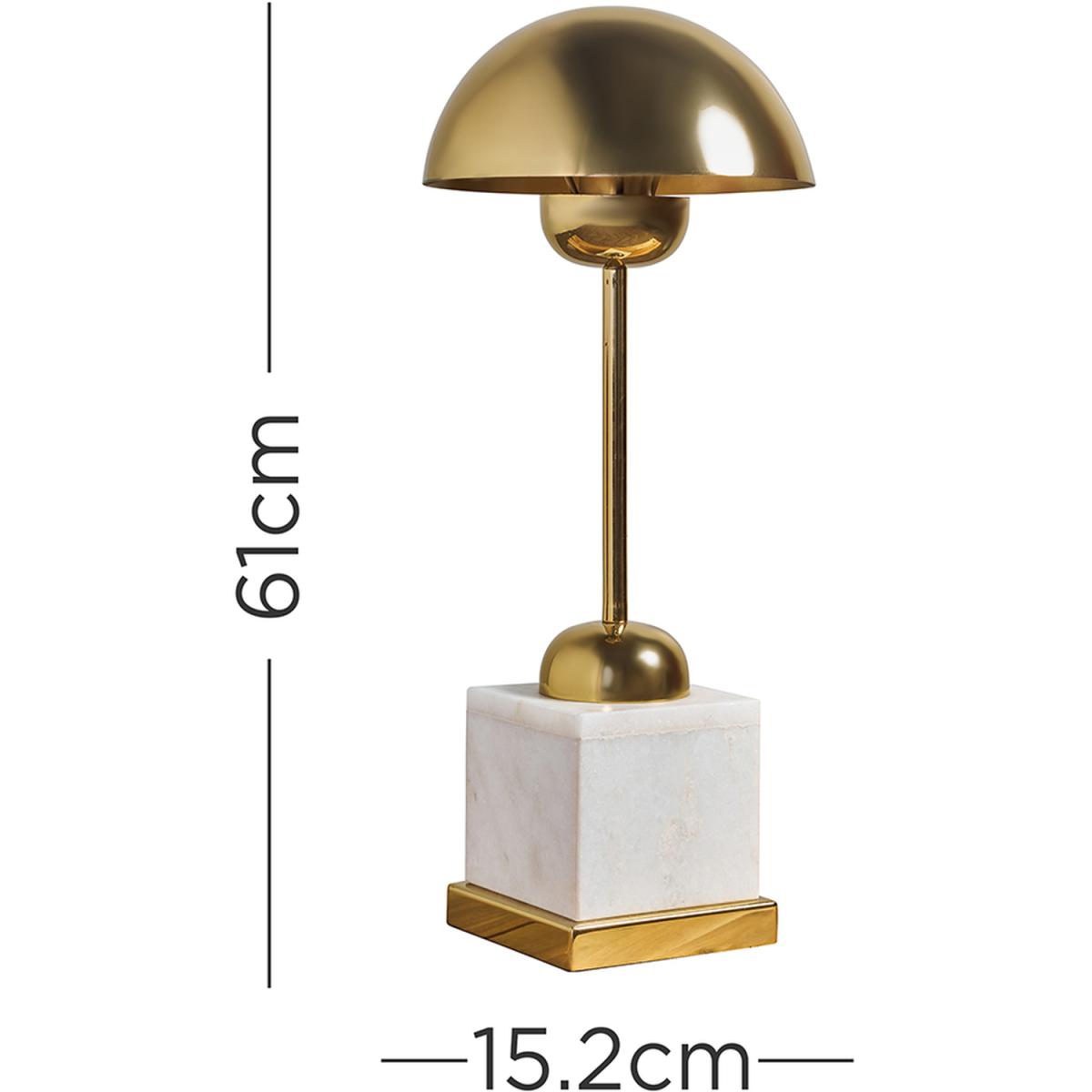 Contemporary Brass Dome Table Lamp With White Marble Base - Marble – image 2