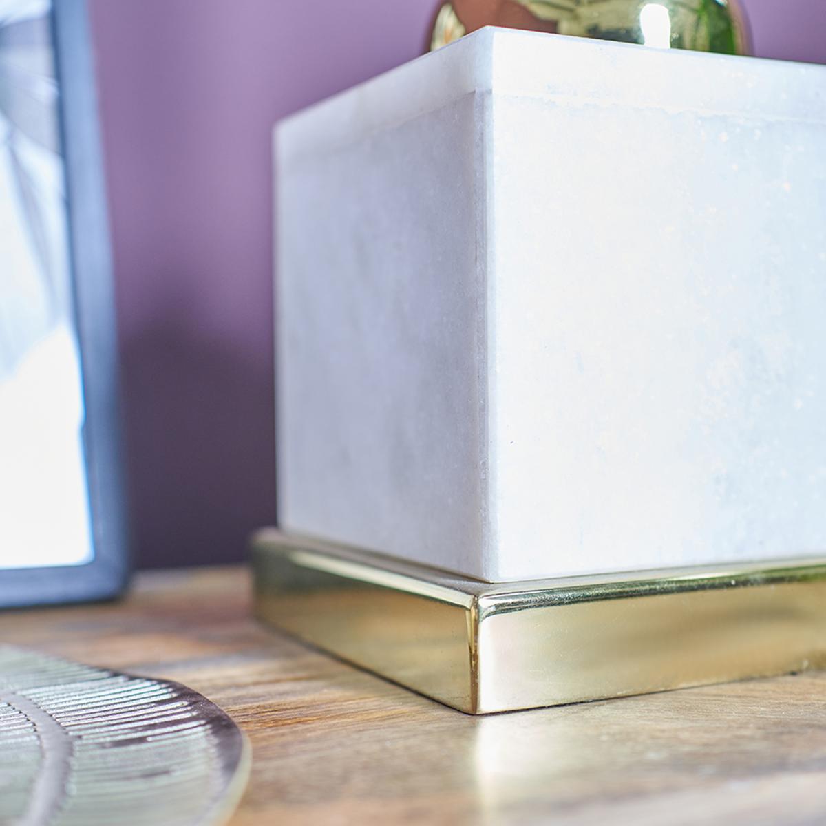 Contemporary Brass Dome Table Lamp With White Marble Base - Marble – image 5