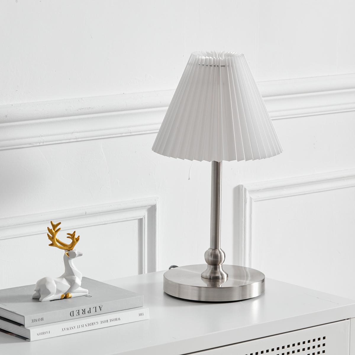 Modern Pleated Shade Desk Table Lamp - Silver – image 2