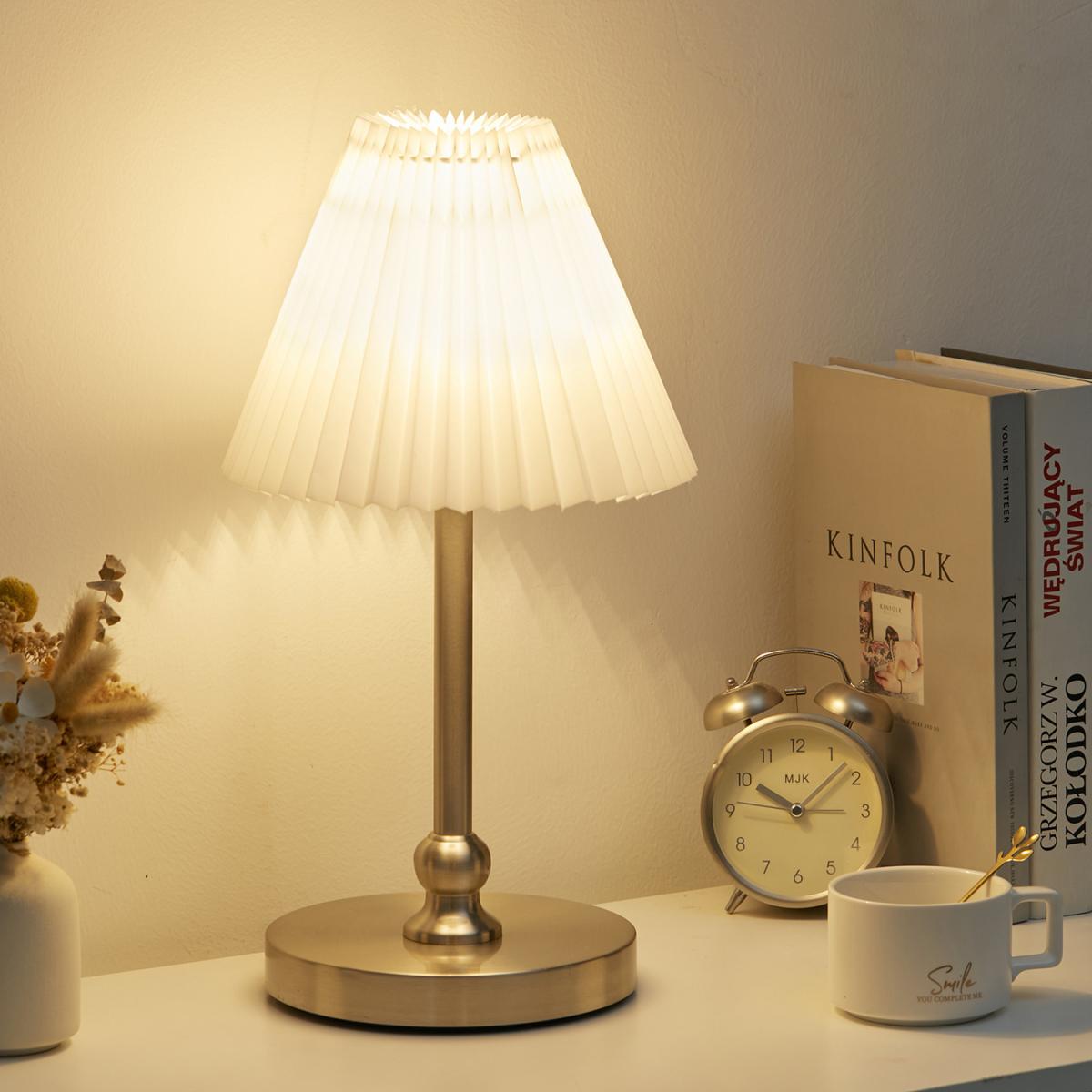 Modern Pleated Shade Desk Table Lamp - Silver – image 9