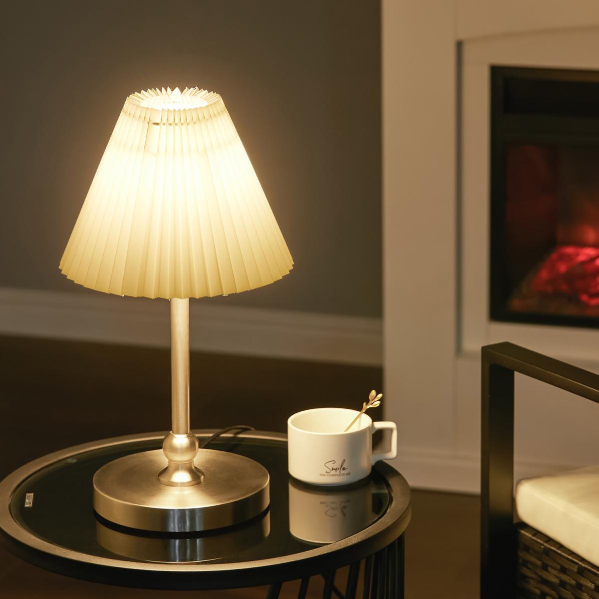 Modern Pleated Shade Desk Table Lamp - Silver – image 10