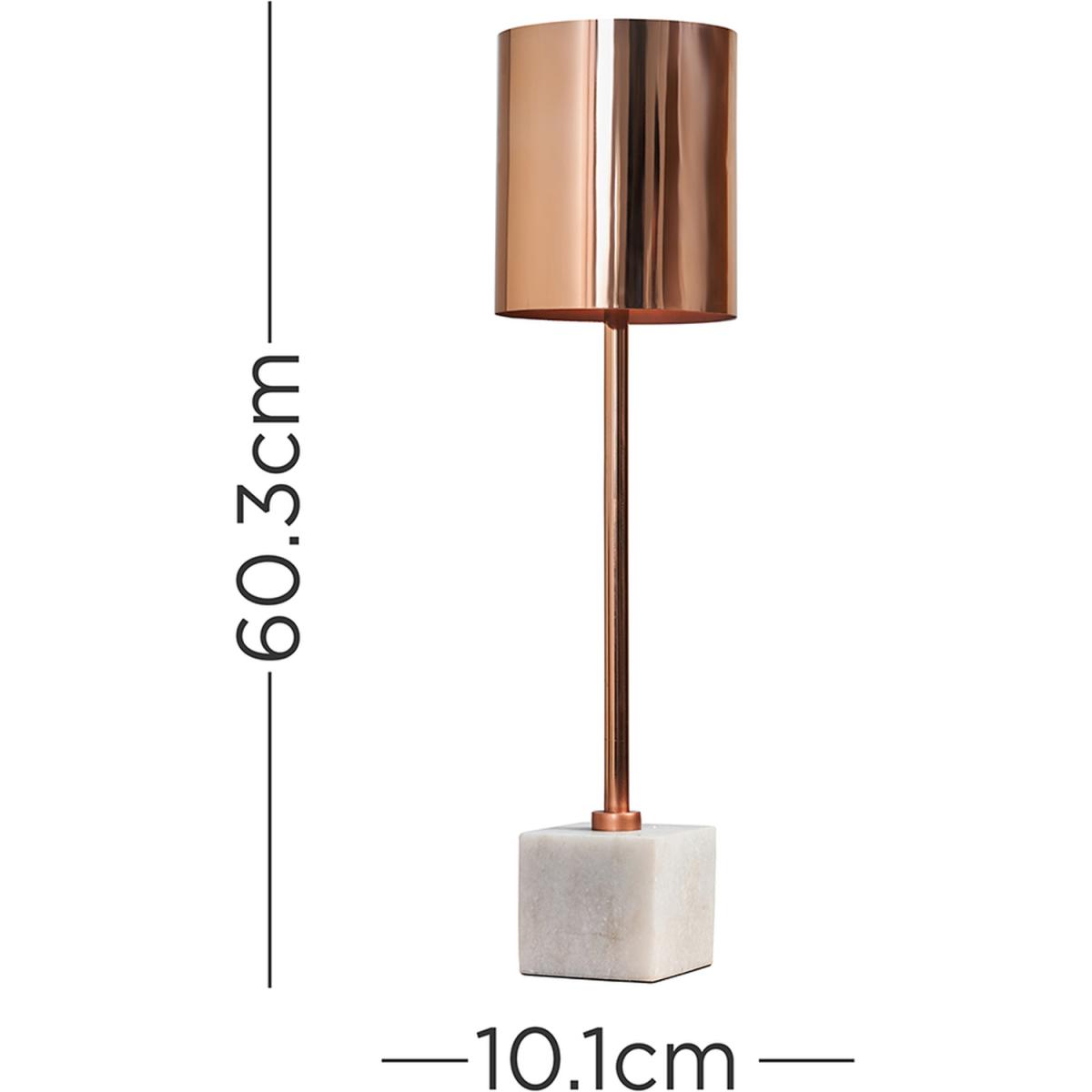 Modern Tall Cylinder Stick Table Lamp With Cube Marble Base - Copper – image 2