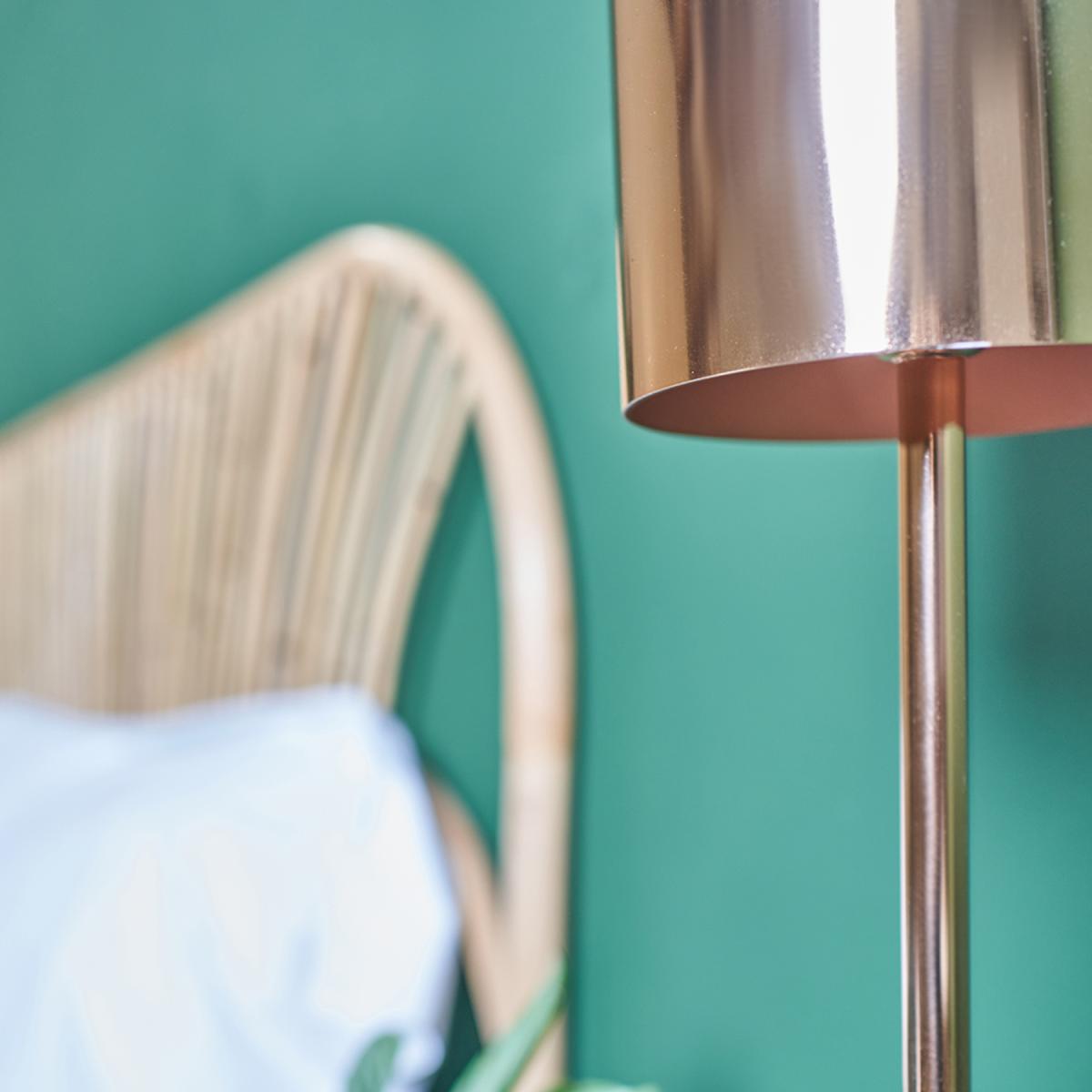 Modern Tall Cylinder Stick Table Lamp With Cube Marble Base - Copper – image 4