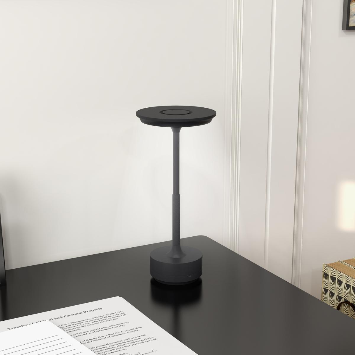 Protable Cordless Rechargeable Table Lamp with LED Light - Black – image 5
