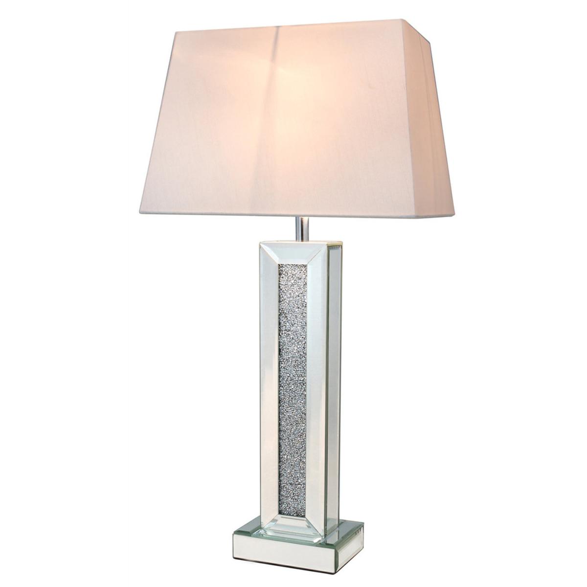 Milano Mirror Pillar Table Lamp with White Shade - White – image 3
