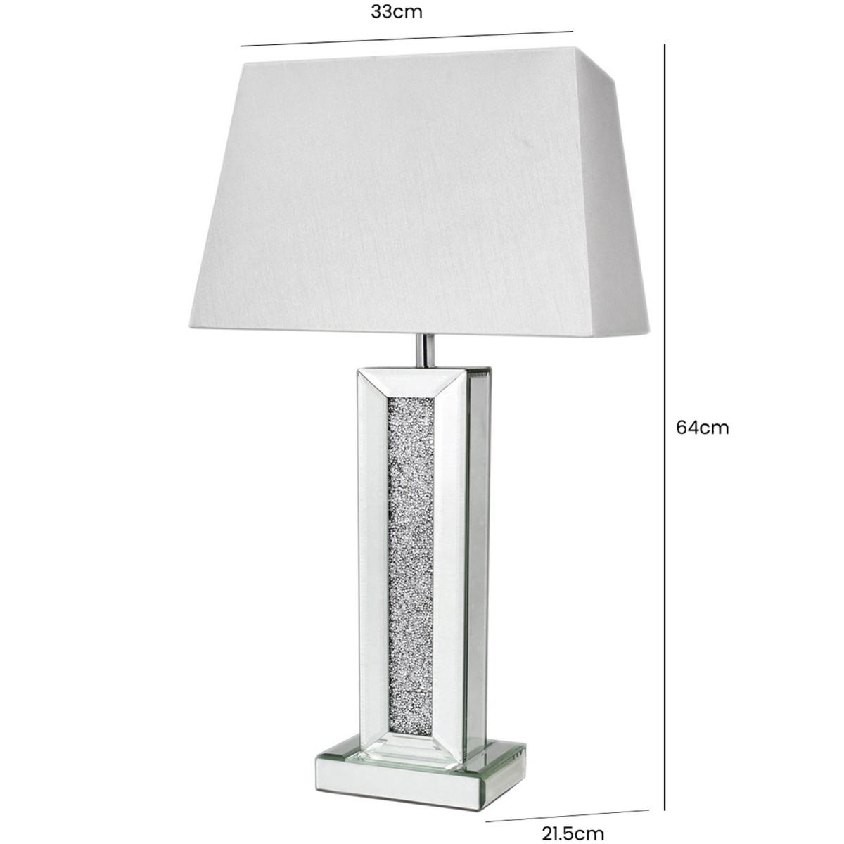 Milano Mirror Pillar Table Lamp with White Shade - White – image 4