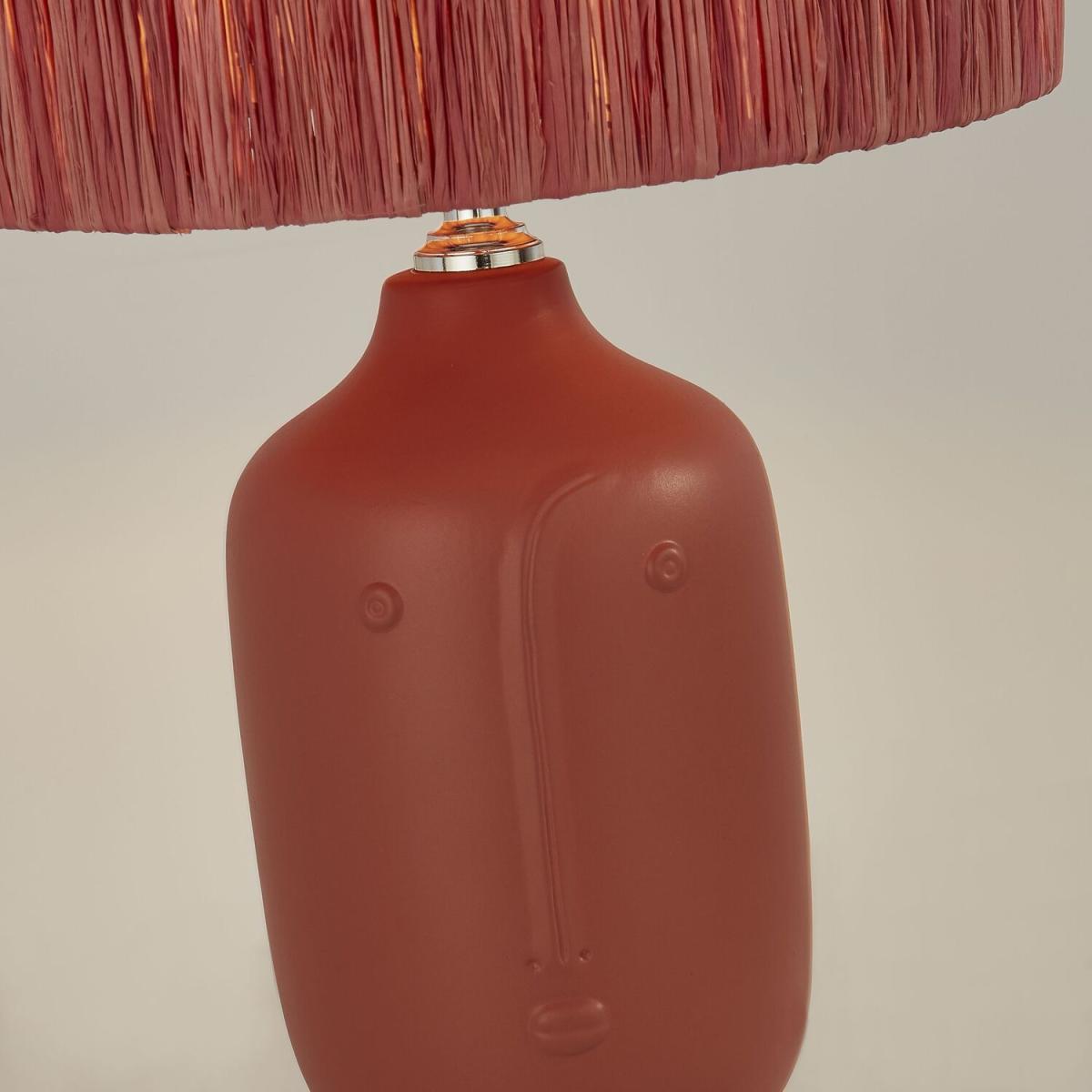 Ceramic Face Table Lamp with Shade - Terracota – image 2