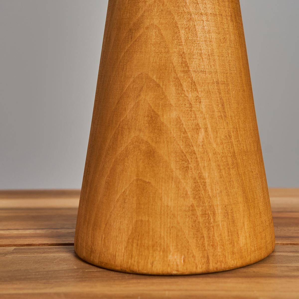 Modern Natural Wood Conical Exposed Bulb Design Table Lamp - Wood – image 6