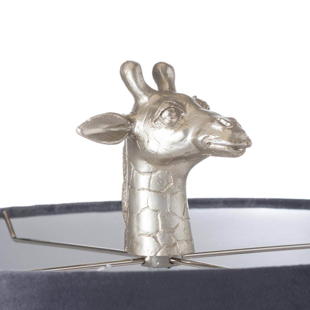 Stylish Giraffe Table Lamp With Velvet Shade - Silver – image 2