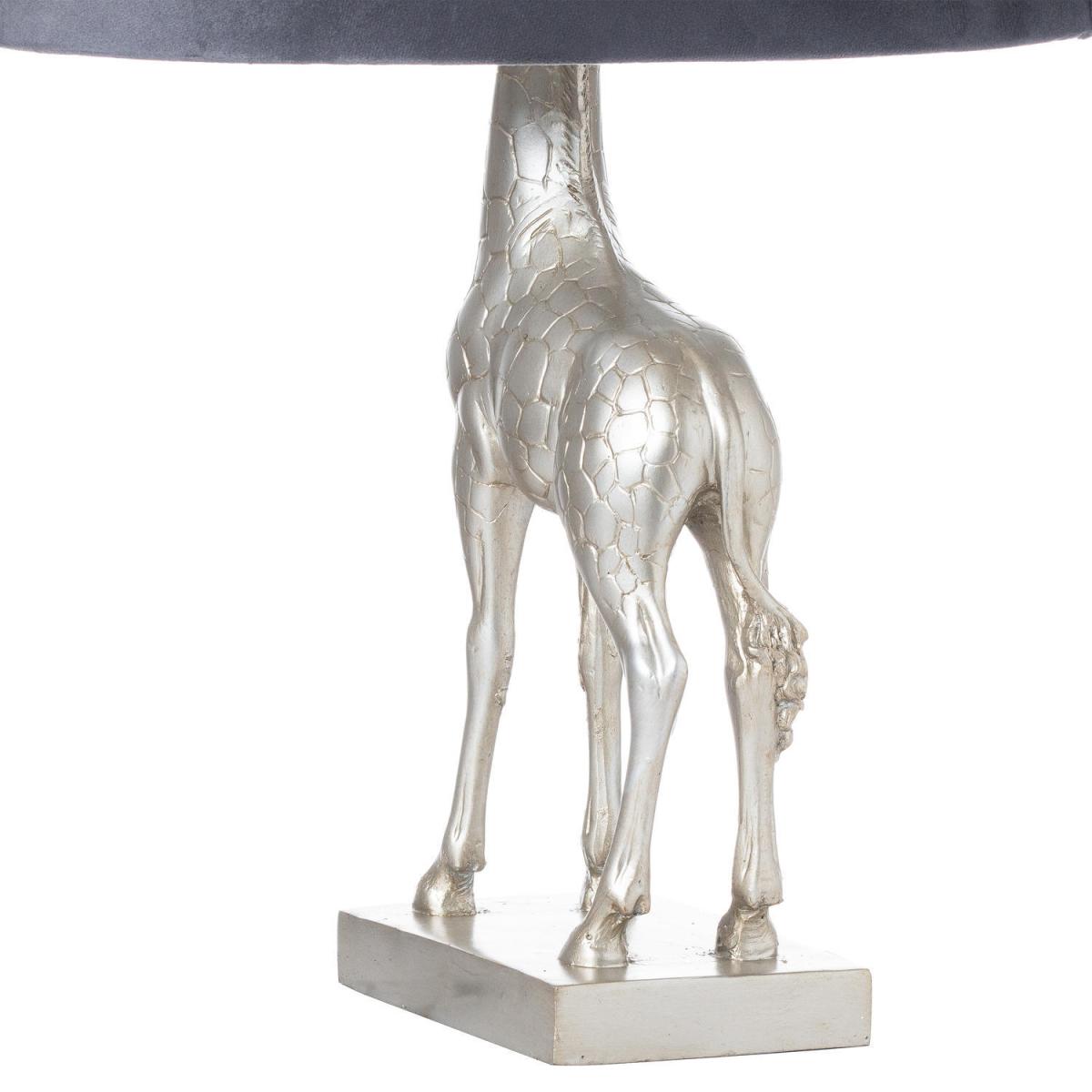 Stylish Giraffe Table Lamp With Velvet Shade - Silver – image 3