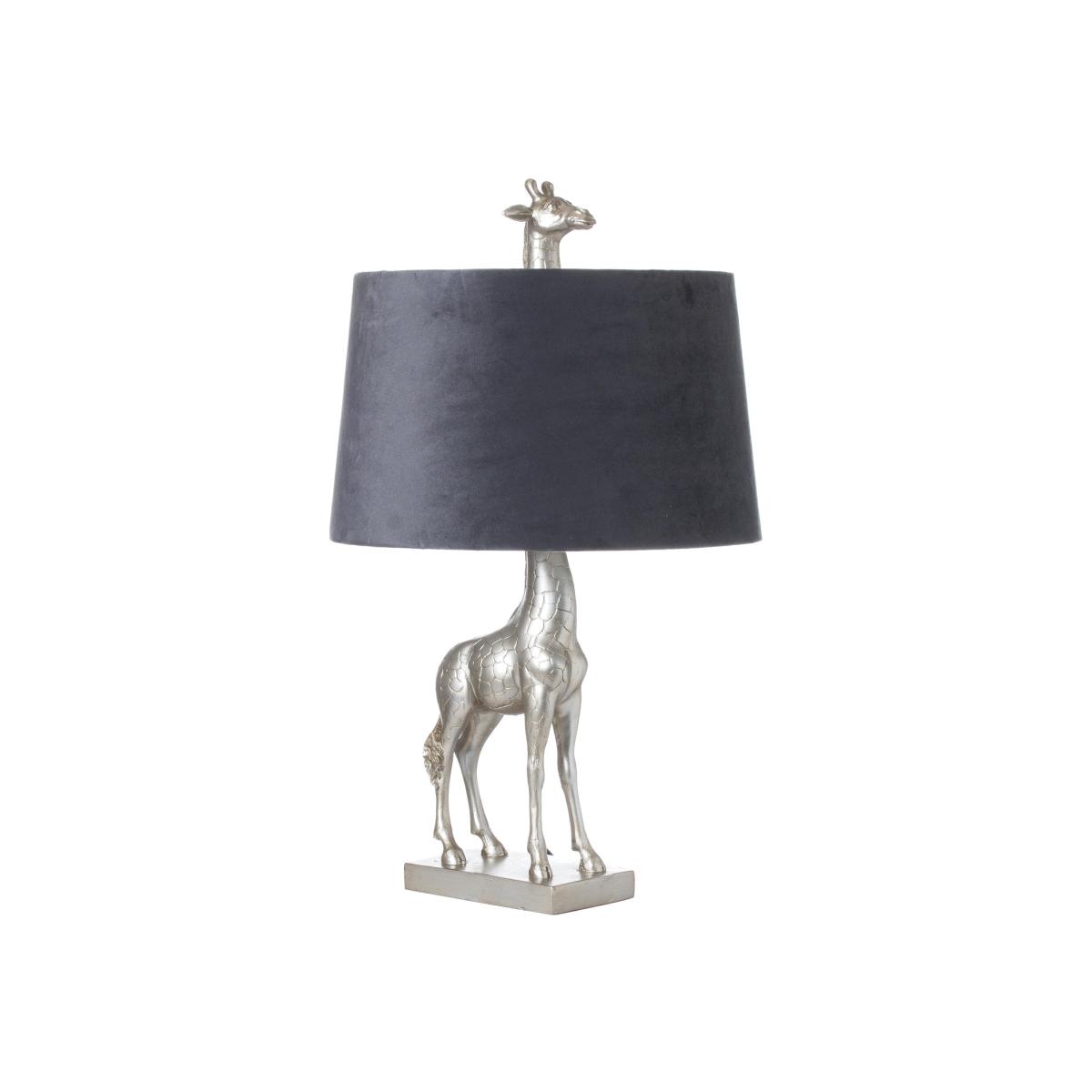 Stylish Giraffe Table Lamp With Velvet Shade - Silver – image 1