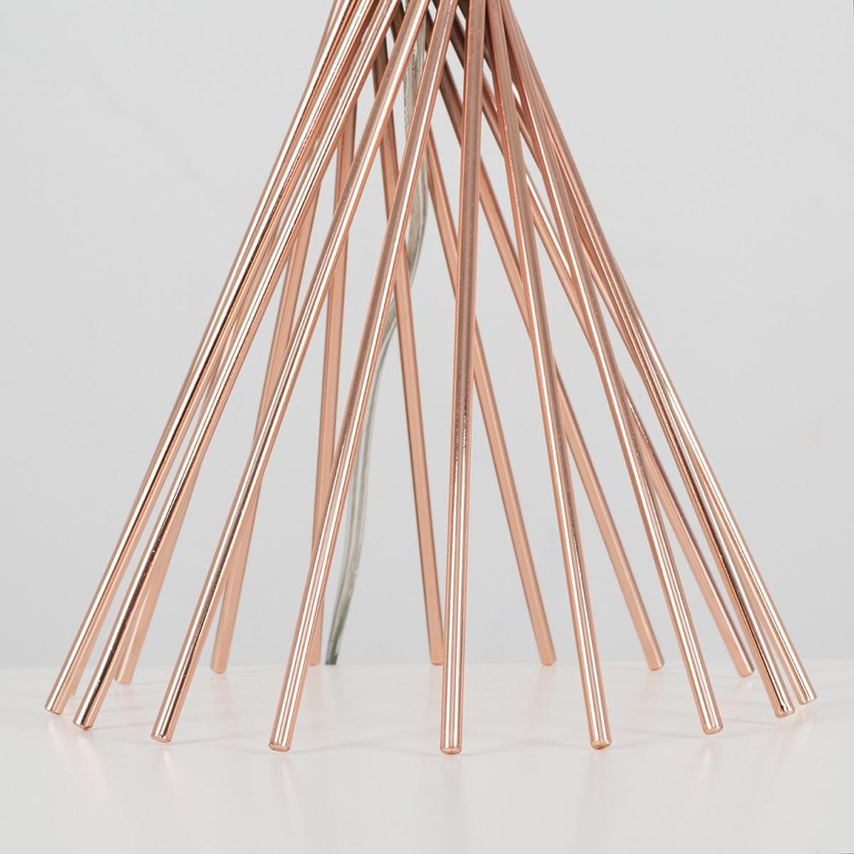 Copper Metal Wire Twist Design Table Lamp With Dark Grey Shade - Copper – image 2