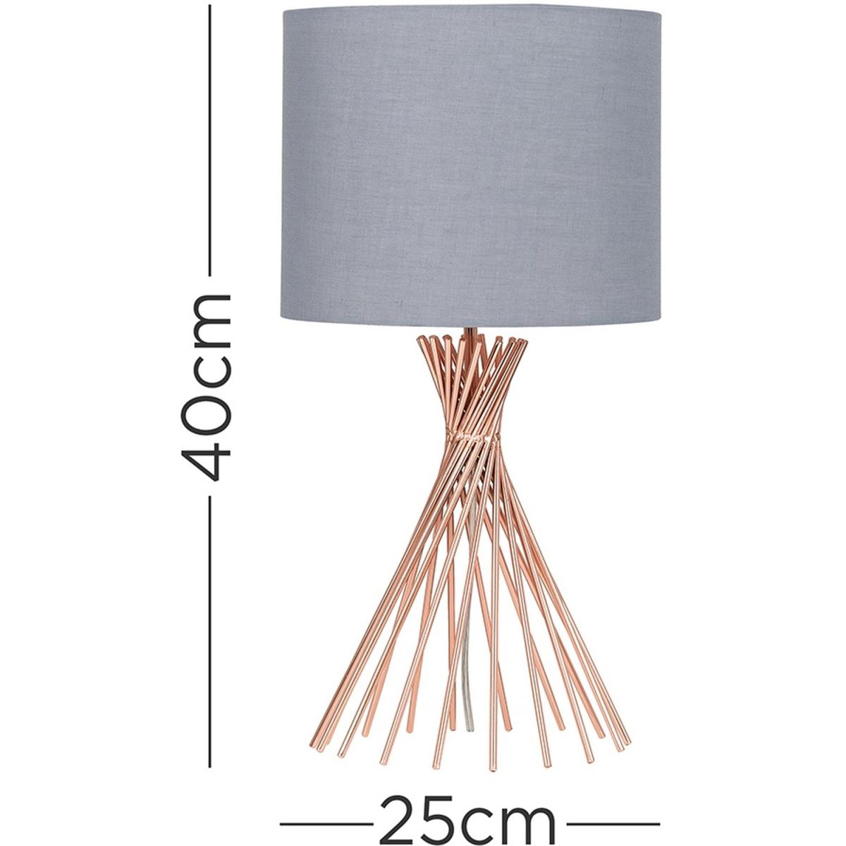 Copper Metal Wire Twist Design Table Lamp With Dark Grey Shade - Copper – image 3
