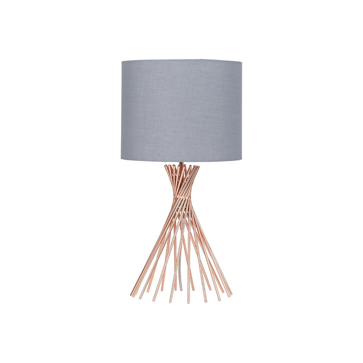 Copper Metal Wire Twist Design Table Lamp With Dark Grey Shade - Copper – image 1