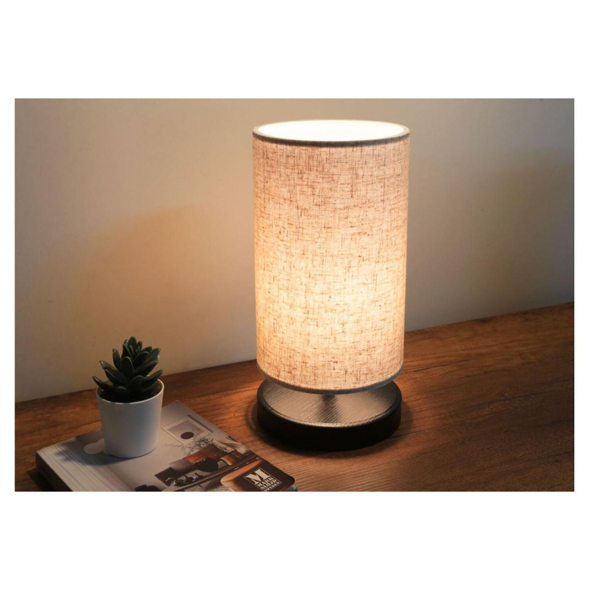 Pu Cylinder Table Lamp Cream Fabric Shade - Cream & Black – image 3