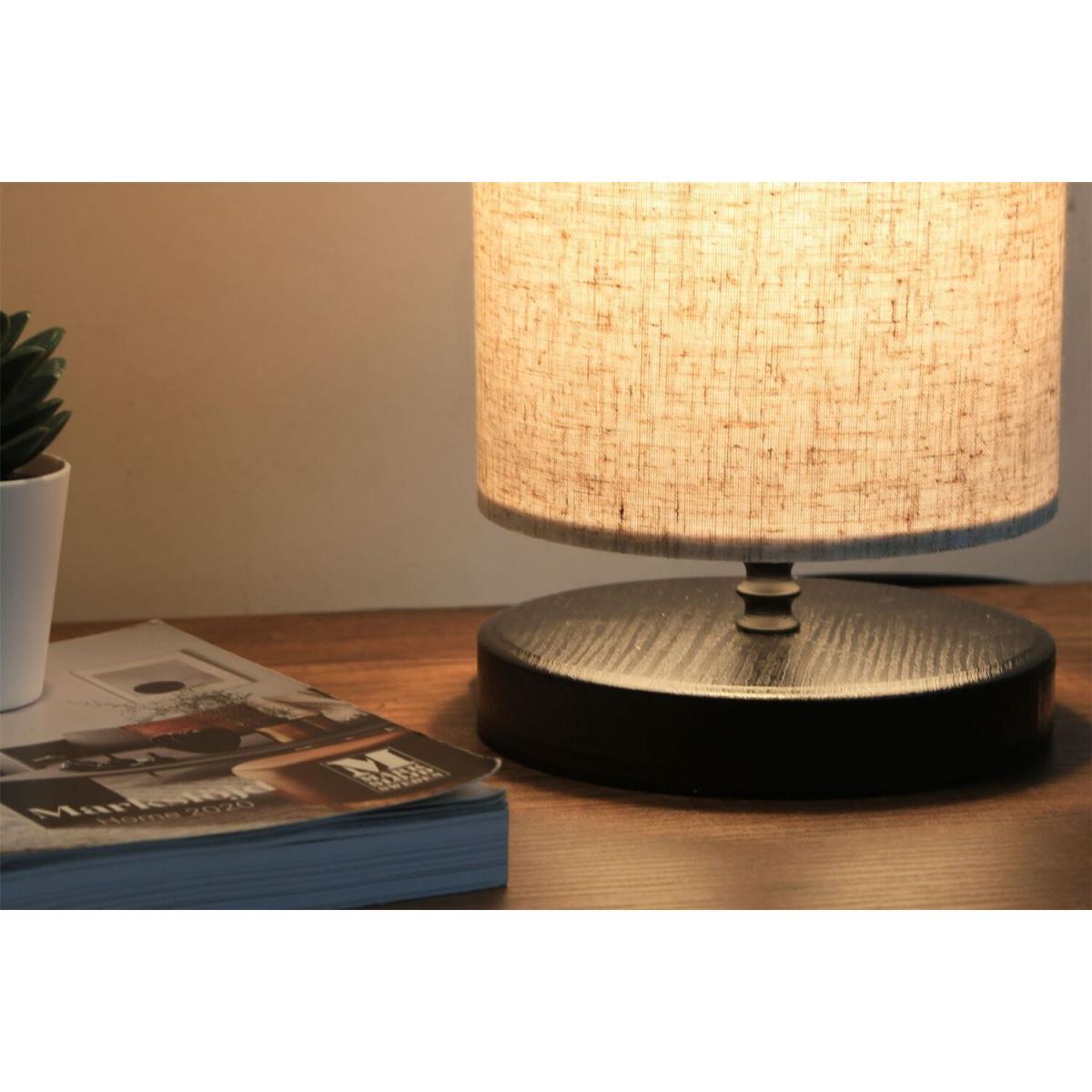 Pu Cylinder Table Lamp Cream Fabric Shade - Cream & Black – image 4