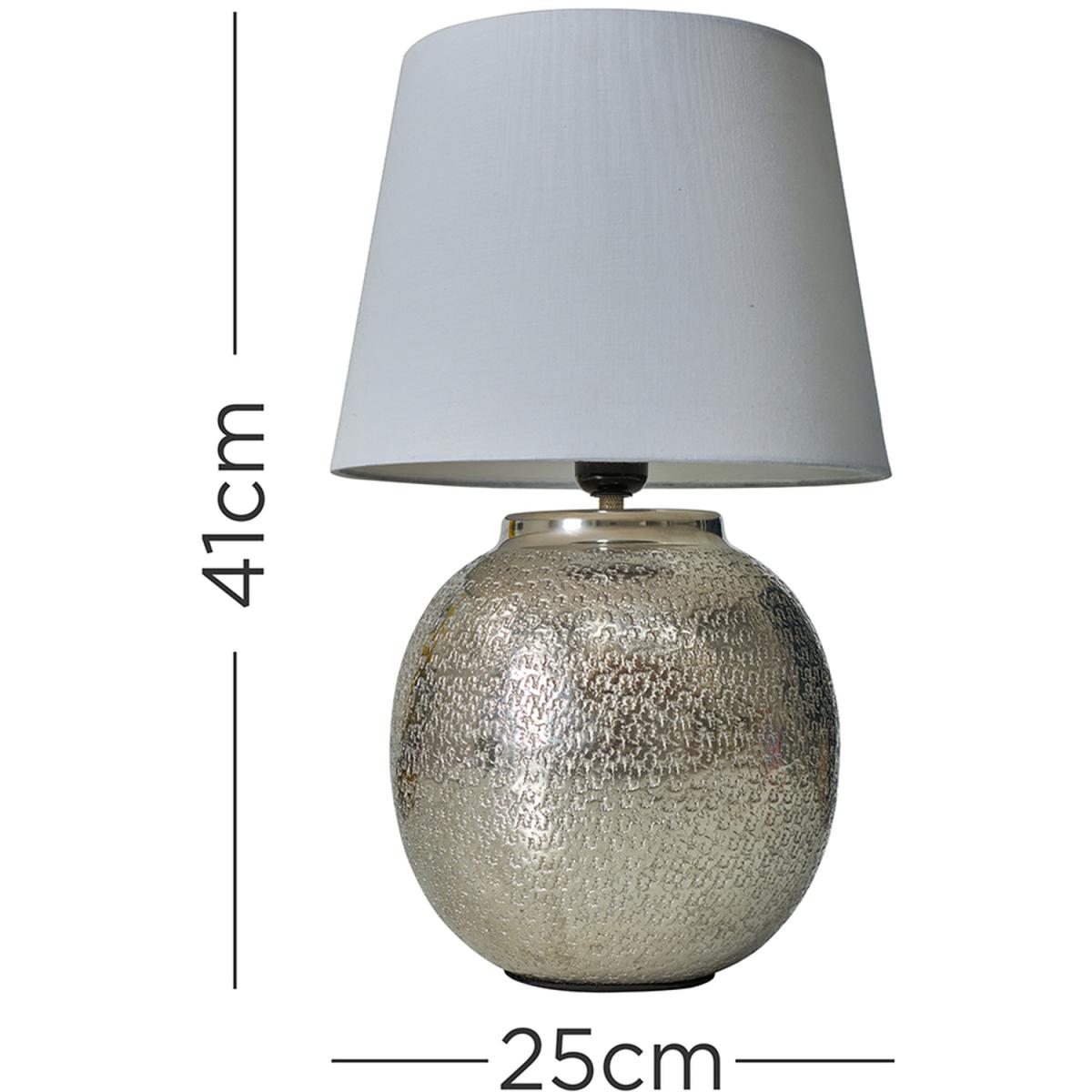 Brushed Nickel Textured Table Lamp With White Shade - Brushed Nickel – image 2