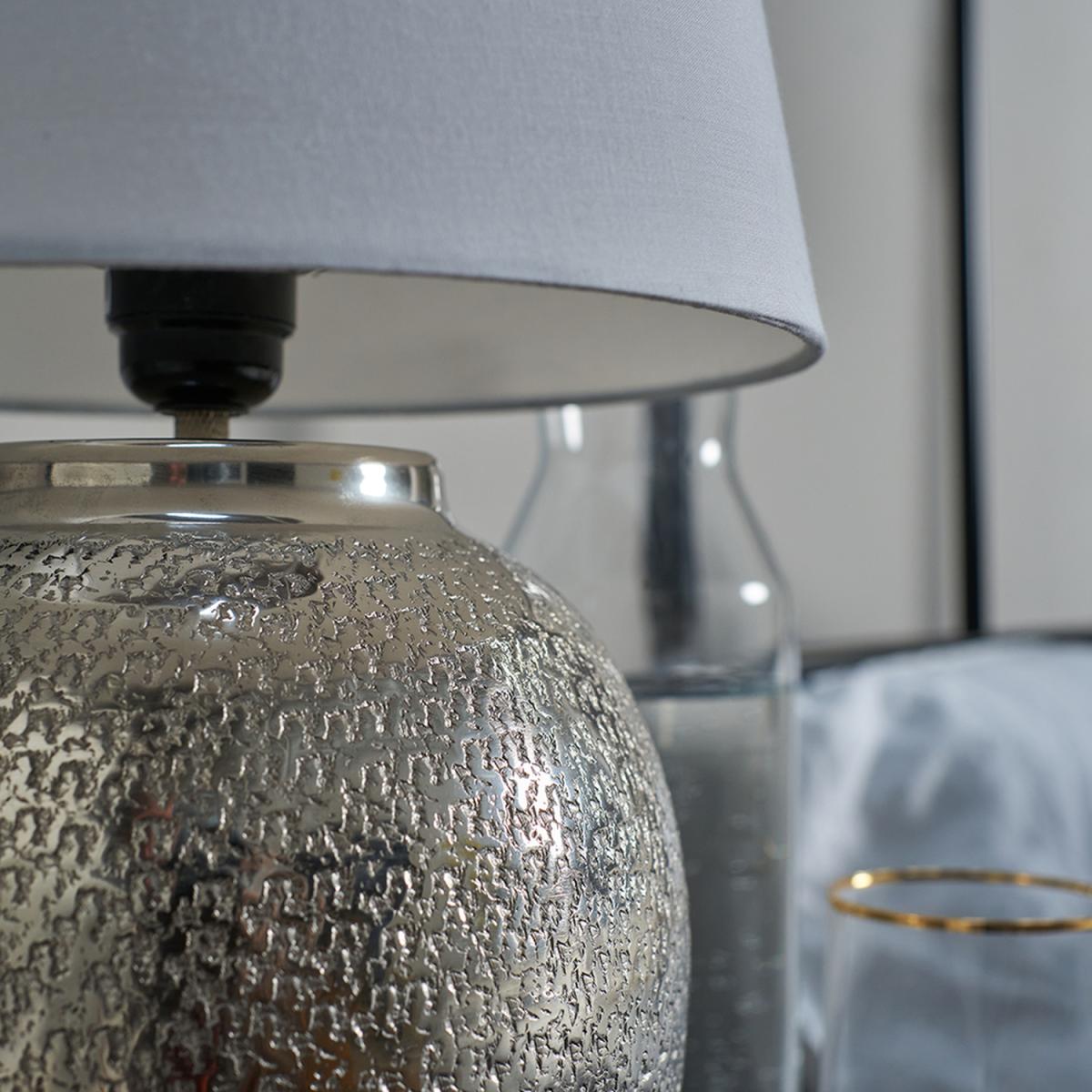 Brushed Nickel Textured Table Lamp With White Shade - Brushed Nickel – image 4