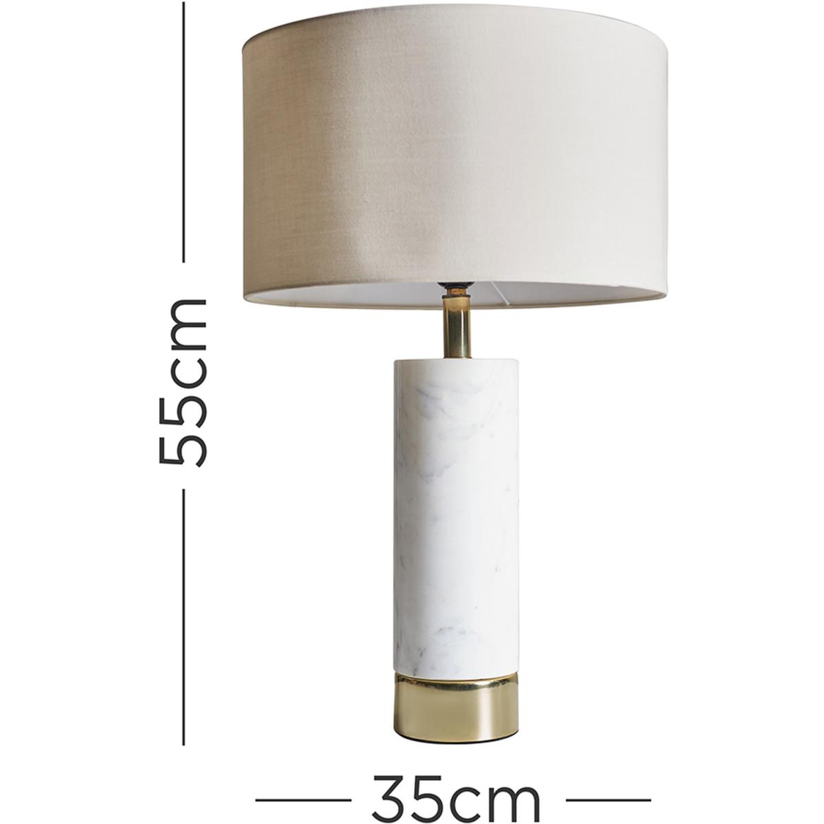 Amias Cyclindar Brass Table Lamp With Large Mink Shade - Brass – image 2