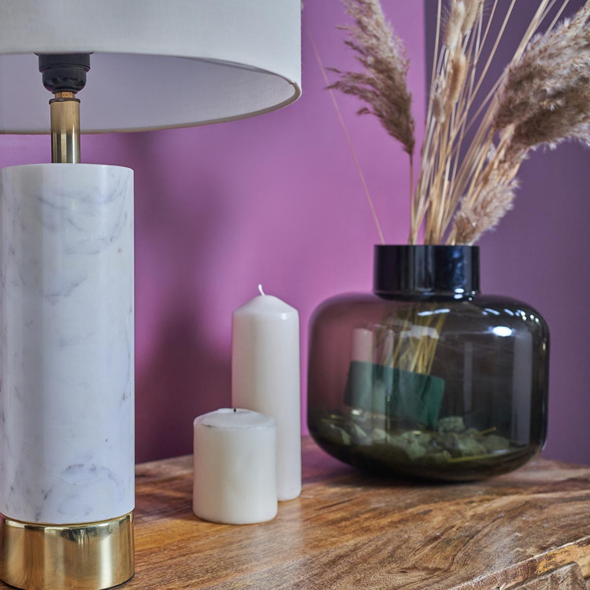 Amias Cyclindar Brass Table Lamp With Large Mink Shade - Brass – image 3