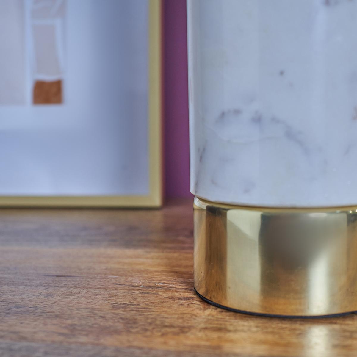 Amias Cyclindar Brass Table Lamp With Large Mink Shade - Brass – image 4