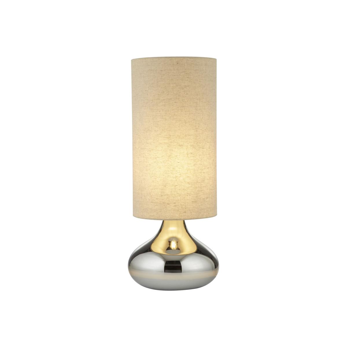 Smokey Glass Base lamp with tall shade - Silver