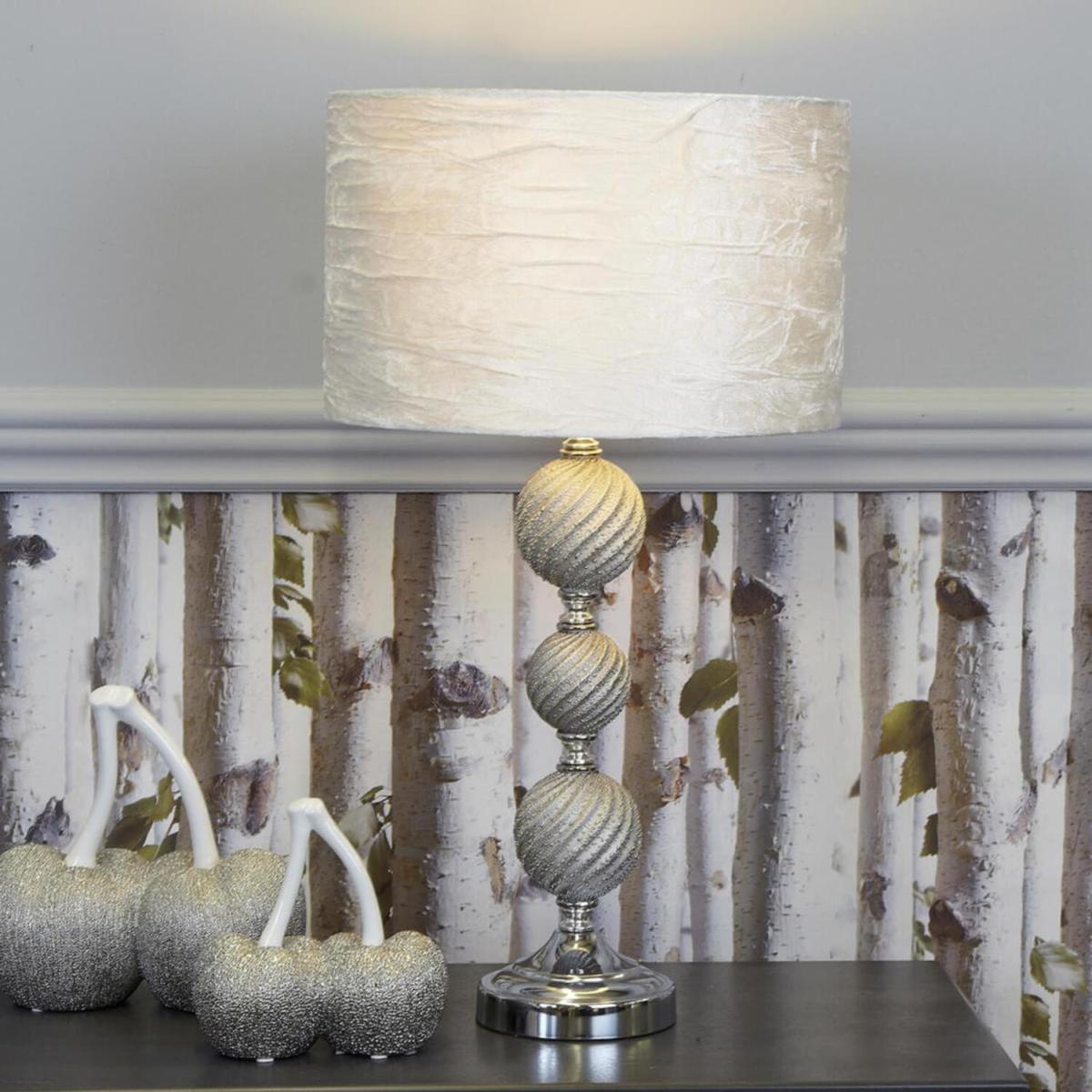 Three Ceramic Ball Table Lamp With Ivory Shade - Ivory – image 4