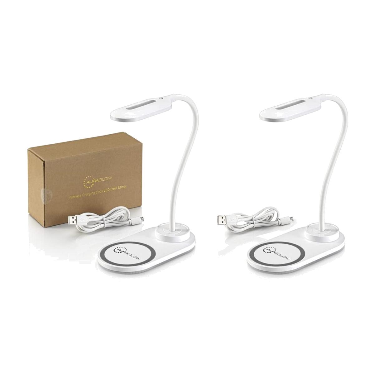Auraglow LED Flexi-Neck Desk Lamp - White / Twin Pack – image 1