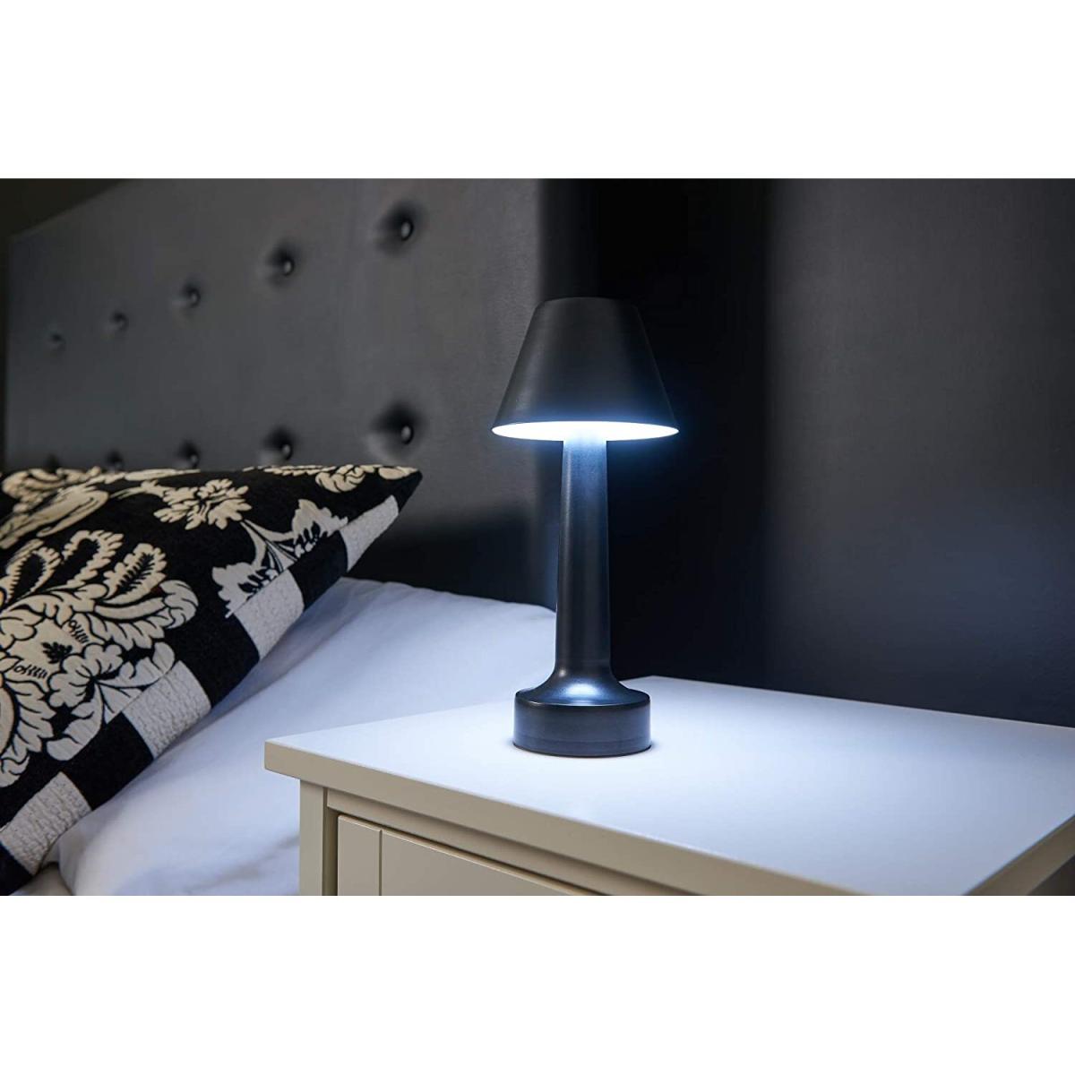 Auraglow Aluminium Rechargeable Colour Changing Table Lamp - Black – image 3