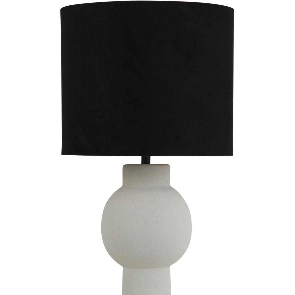 Ceramic Table Lamp with Black Shade  - White – image 3