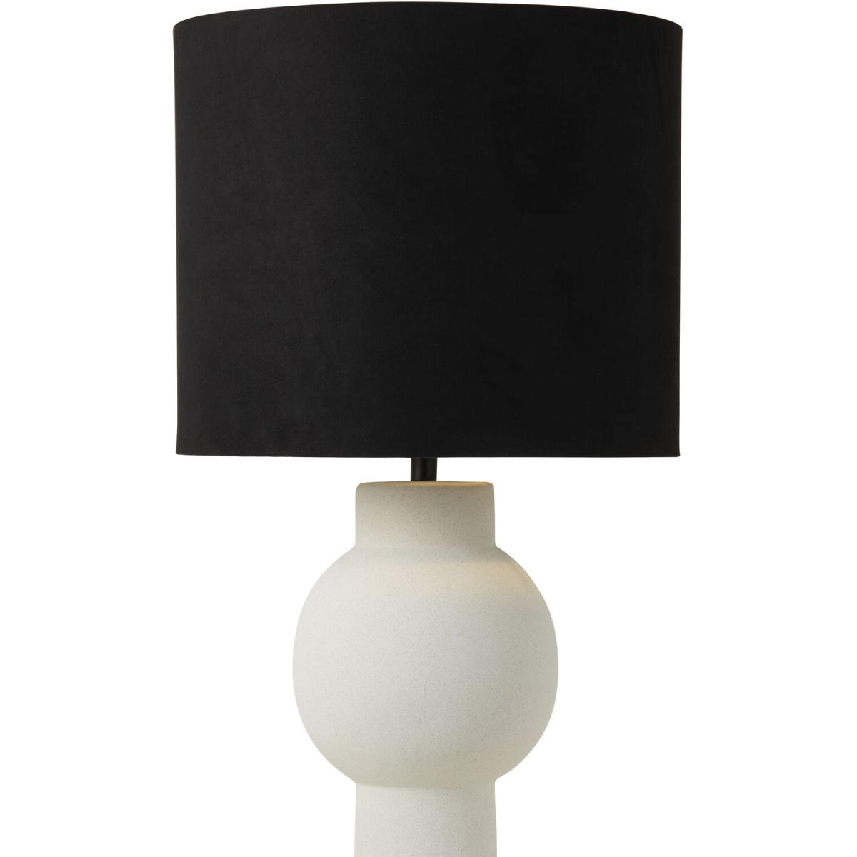 Ceramic Table Lamp with Black Shade  - White – image 4