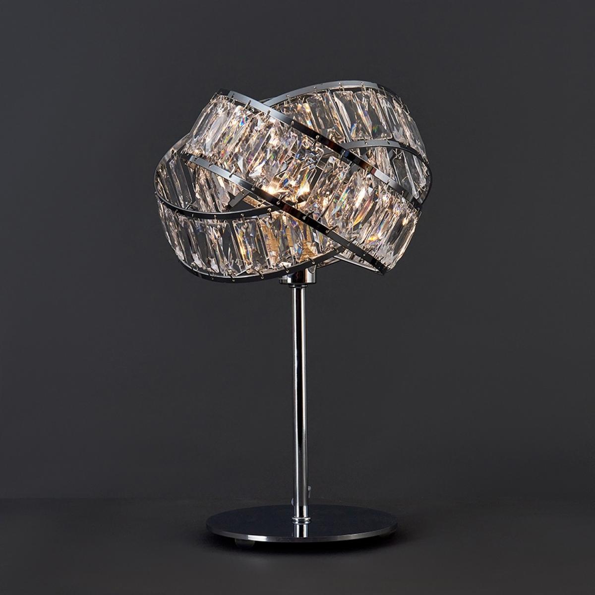 Polished Chrome And Clear Acrylic Jewel Intertwined Rings Design Table Lamp - Silver – image 2