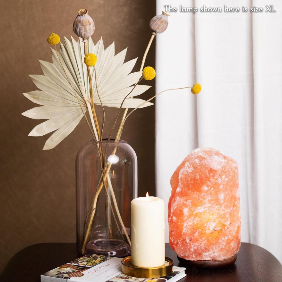 Haven Himalayan Crystal Handcrafted Salt Lamp Wooden Base - Pink / 19cm – image 3
