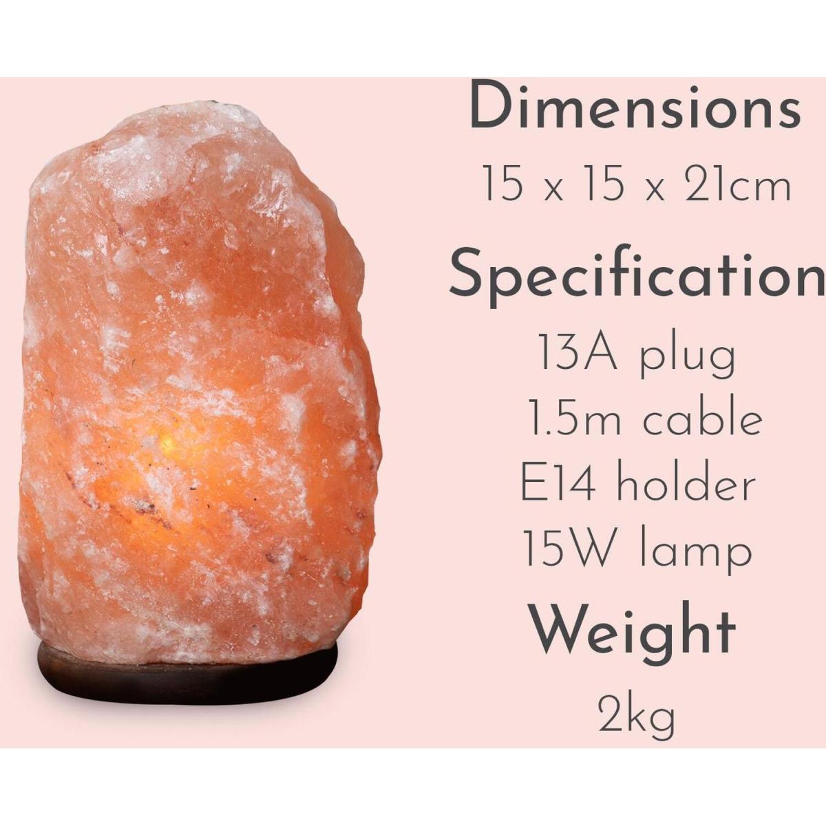 Haven Himalayan Crystal Handcrafted Salt Lamp Wooden Base - Pink / 19cm – image 6
