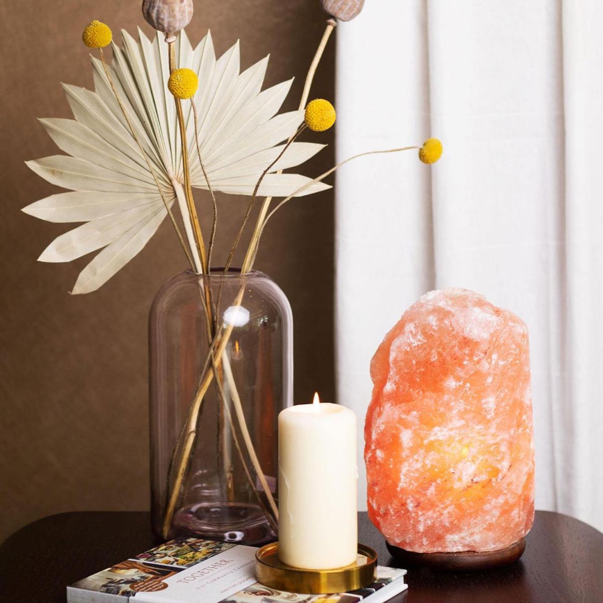 Haven Himalayan Crystal Handcrafted Salt Lamp Wooden Base - Pink / 19cm – image 7
