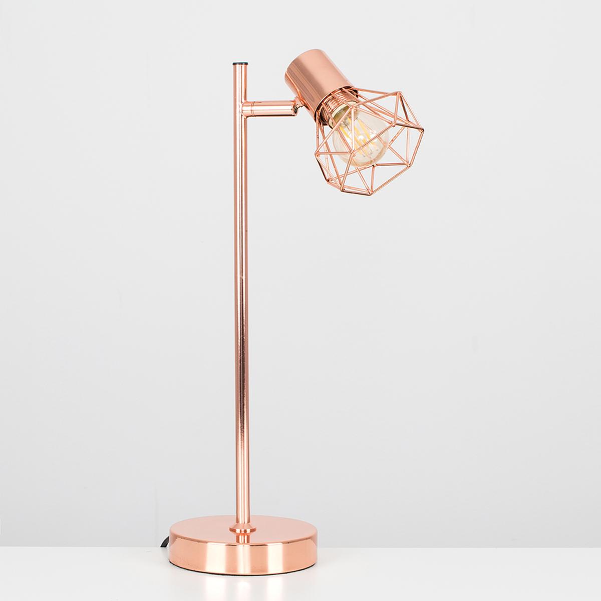Pair Of Modern Style Metal Basket Cage Desk Lamps In Copper Finish - Copper – image 2