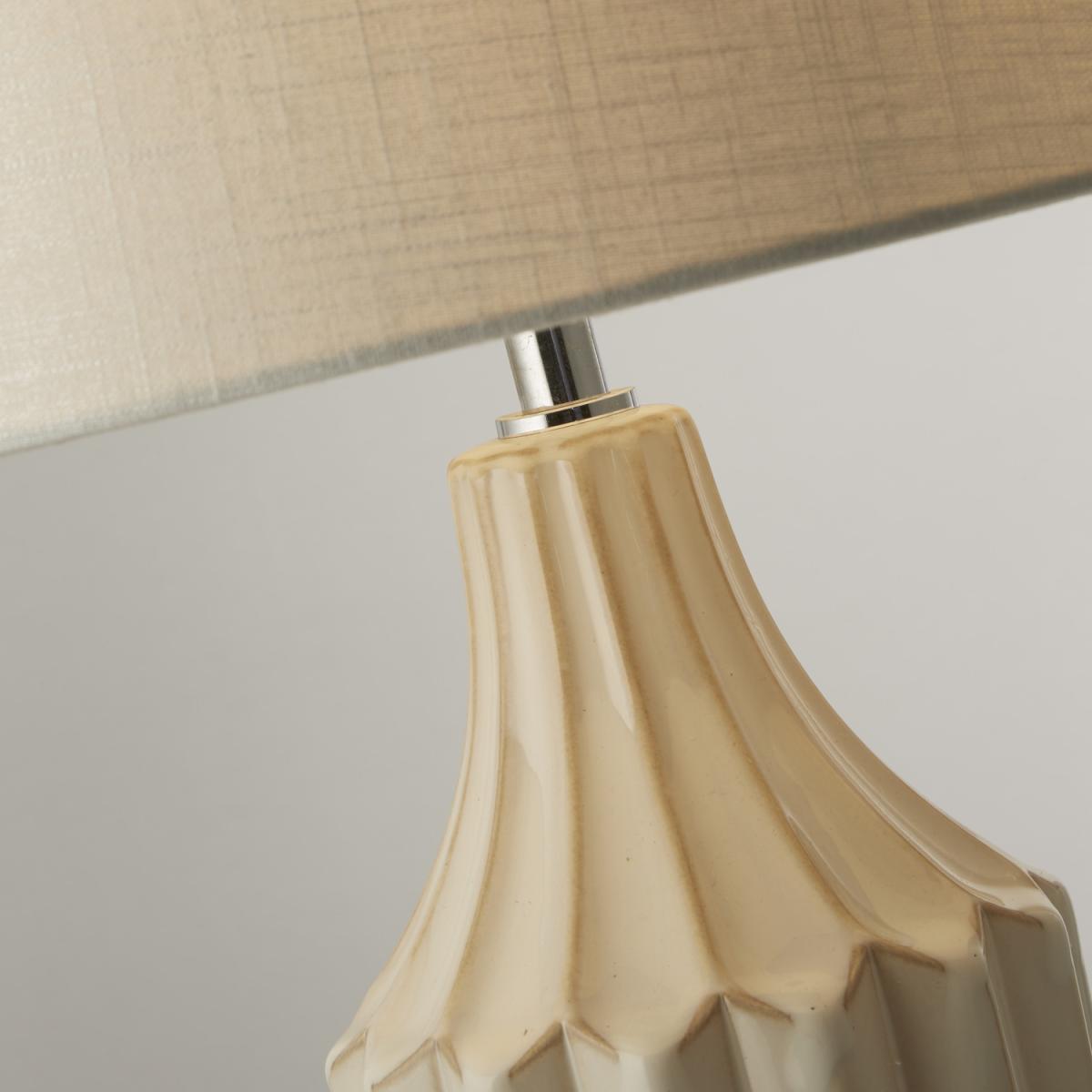 Ridge Detail Ceramic Table Lamp - Cream – image 2