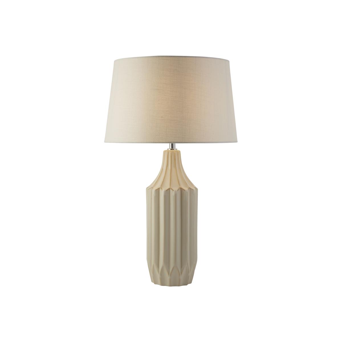 Ridge Detail Ceramic Table Lamp - Cream – image 1
