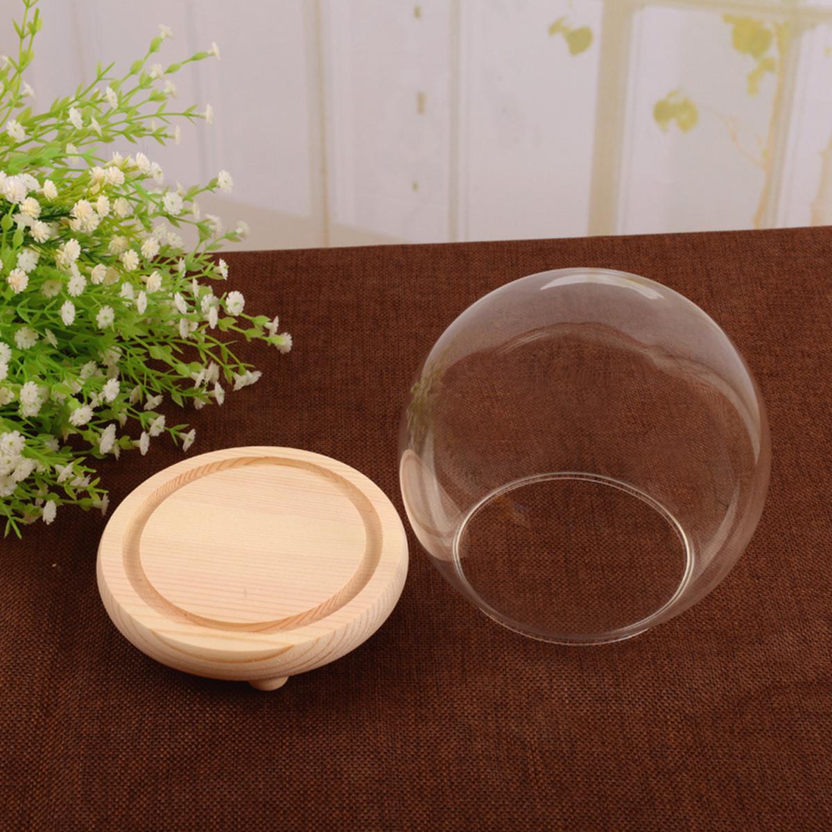 Glass Dome Cover Wood Base Gift without LED Light - White / 8.5cm / 12cm – image 2