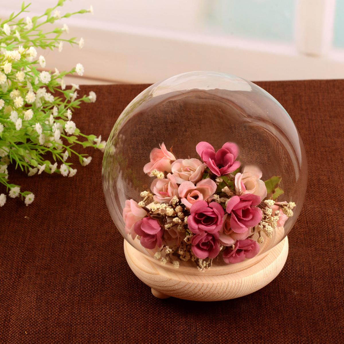 Glass Dome Cover Wood Base Gift without LED Light - White / 8.5cm / 12cm – image 6