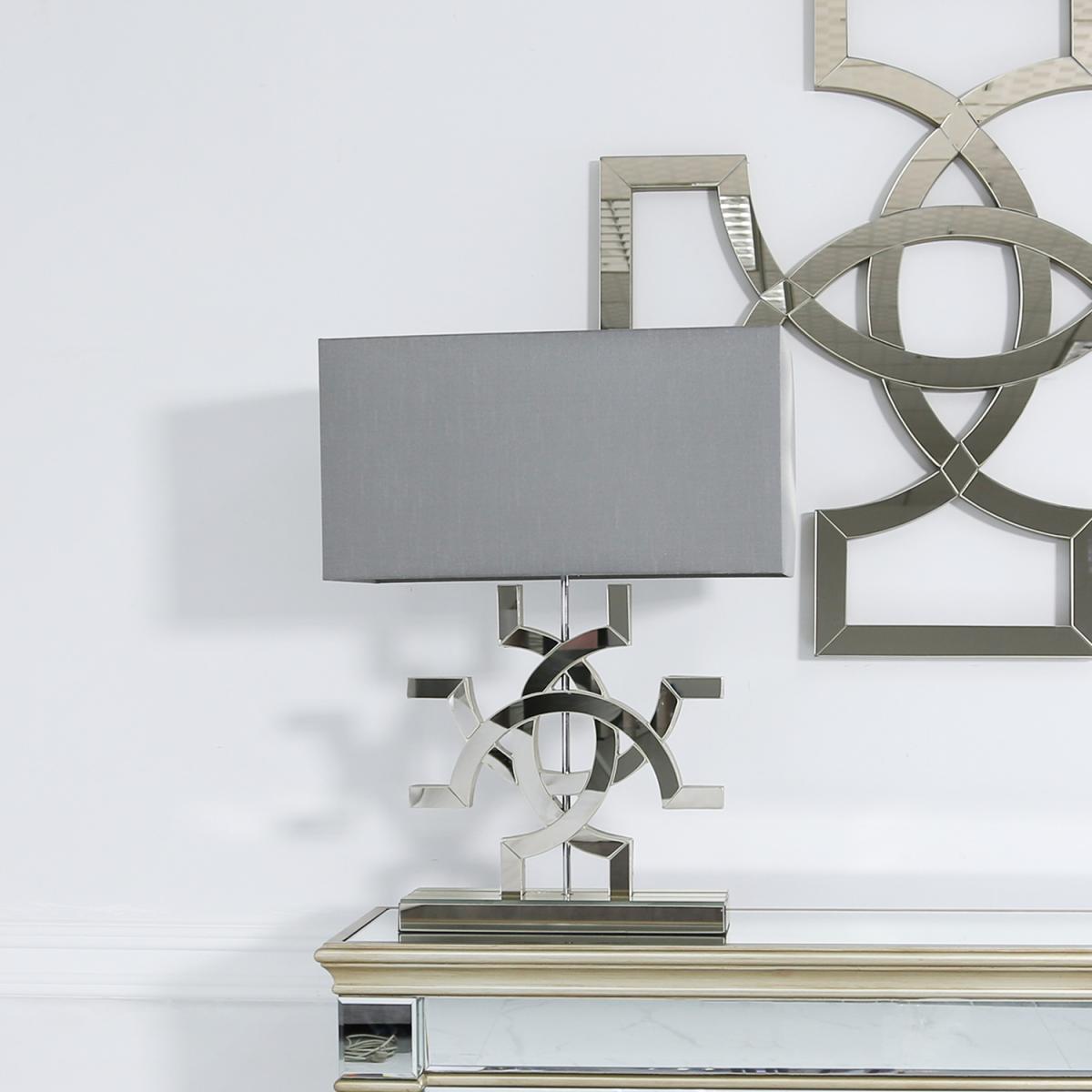 Athos Clear Glass Table Lamp With Grey Shade - Grey and Clear – image 2
