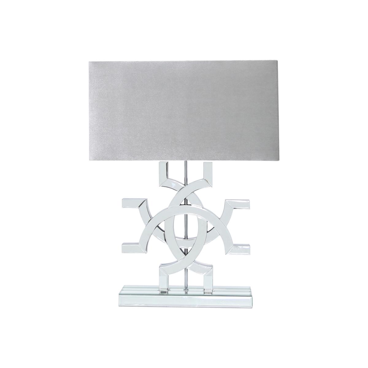 Athos Clear Glass Table Lamp With Grey Shade - Grey and Clear – image 1