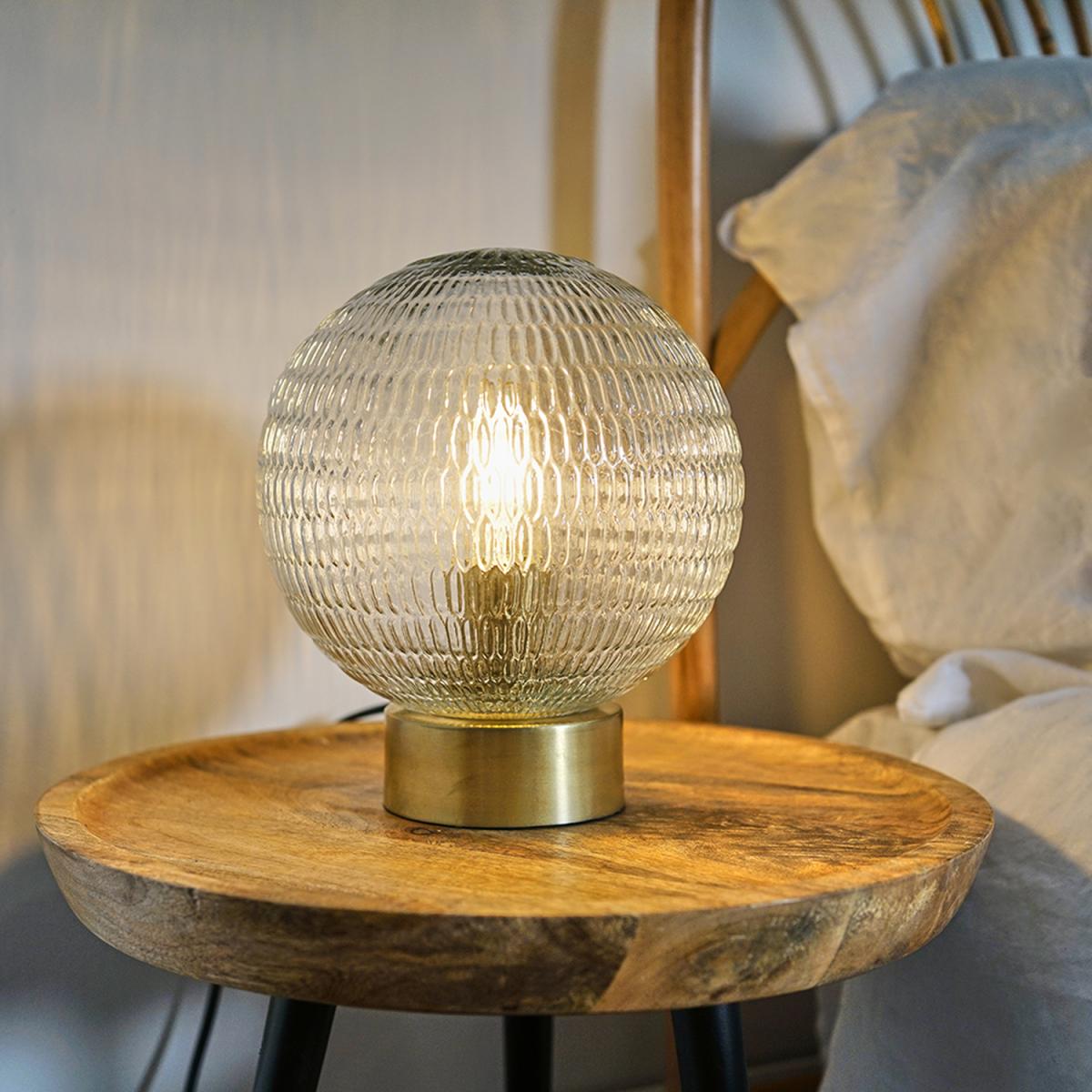 Aurelian Antique Brass Table Lamp With Textured Globe Glass Shade - Antique Brass – image 3