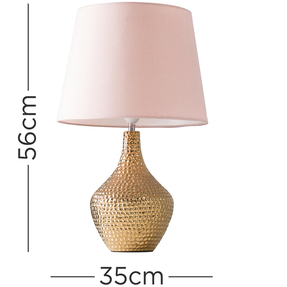 Pair of Gold Table Lamp With Dusky Pink Shades - Gold – image 3