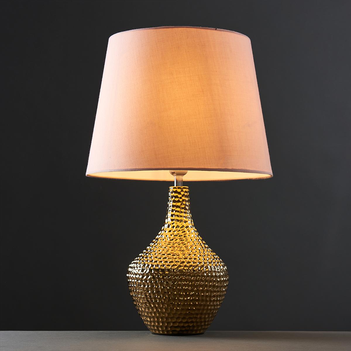 Pair of Gold Table Lamp With Dusky Pink Shades - Gold – image 4