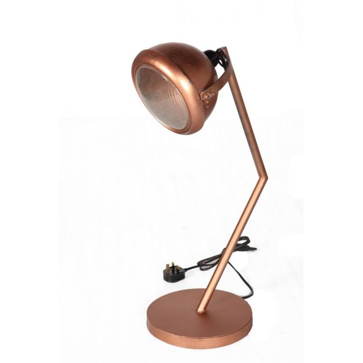 Industrial Copper Standing Round Table Lamp - Antique Brown – image 3