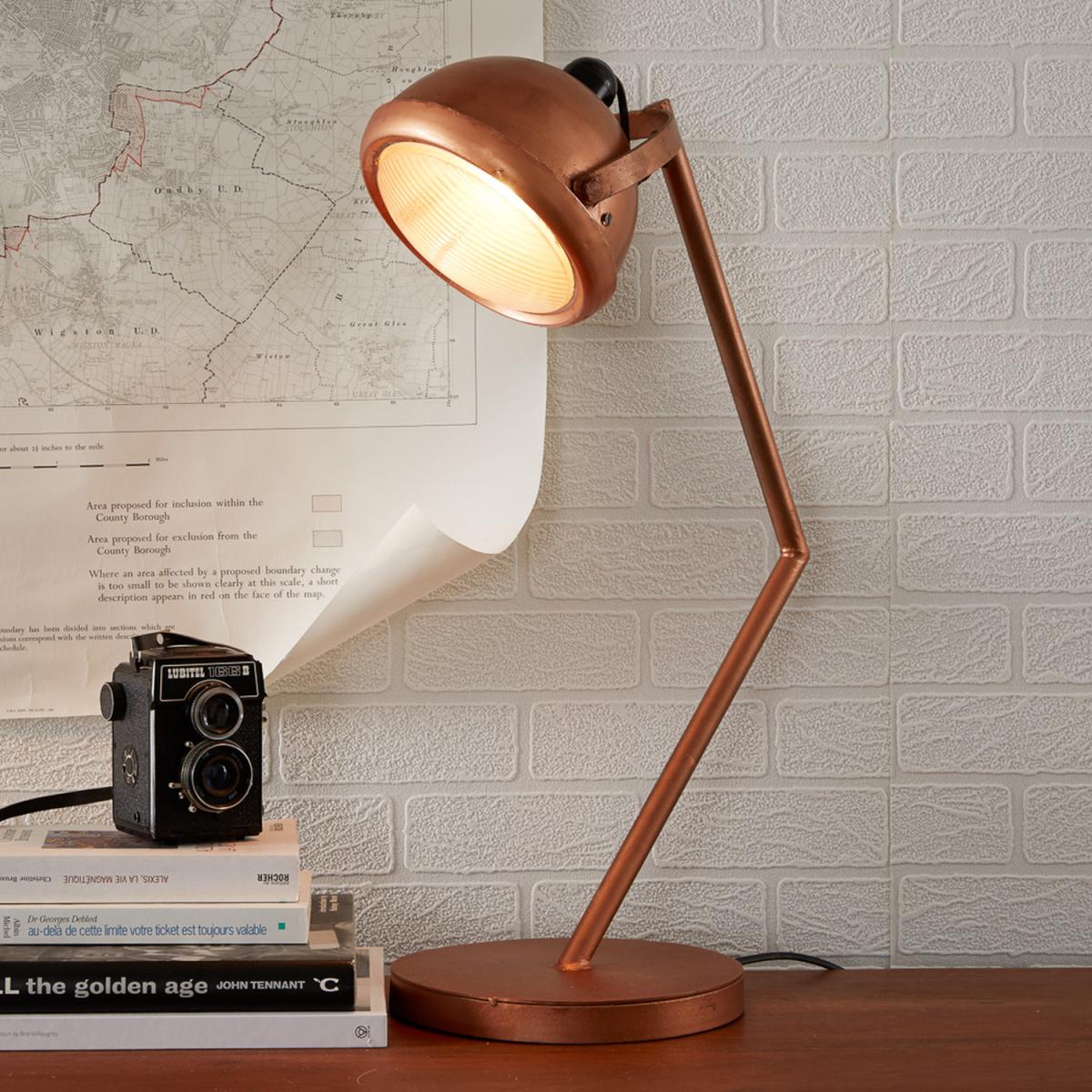 Industrial Copper Standing Round Table Lamp - Antique Brown – image 5