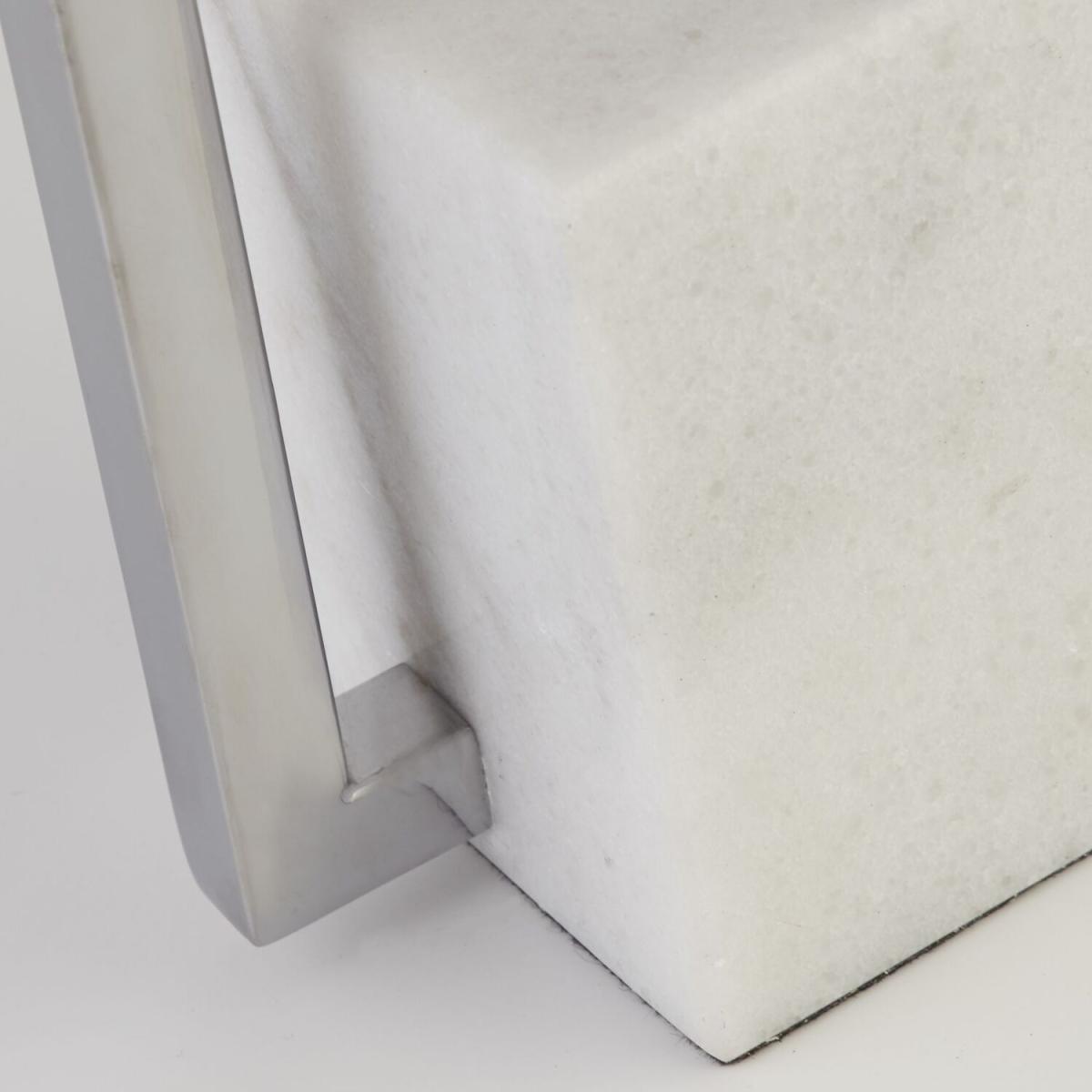 Marble Base Table Lamp with Linen Shade - Silver – image 2