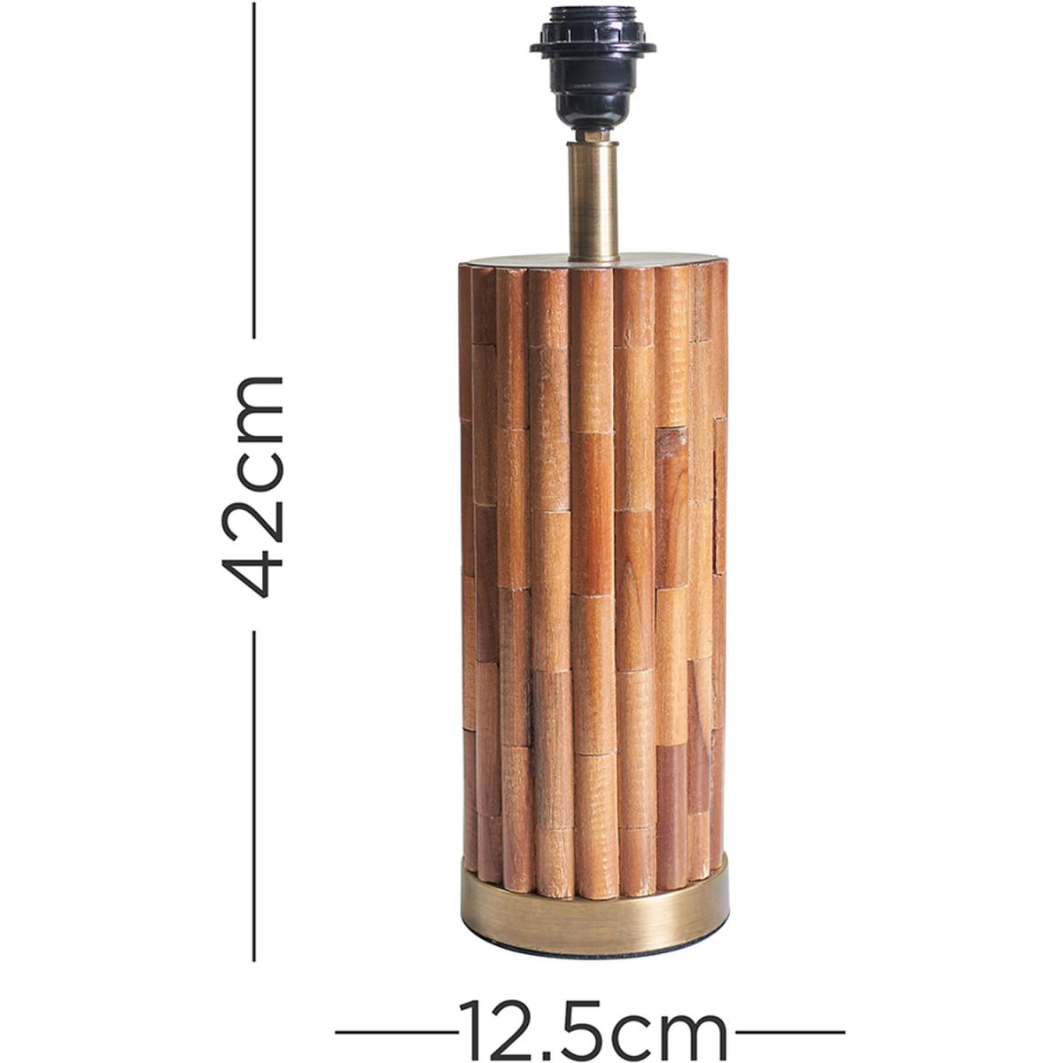 Modern Natural Bamboo And Brass Cylinder Table Lamp Base - Wood – image 2