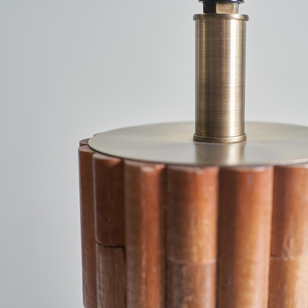 Modern Natural Bamboo And Brass Cylinder Table Lamp Base - Wood – image 4
